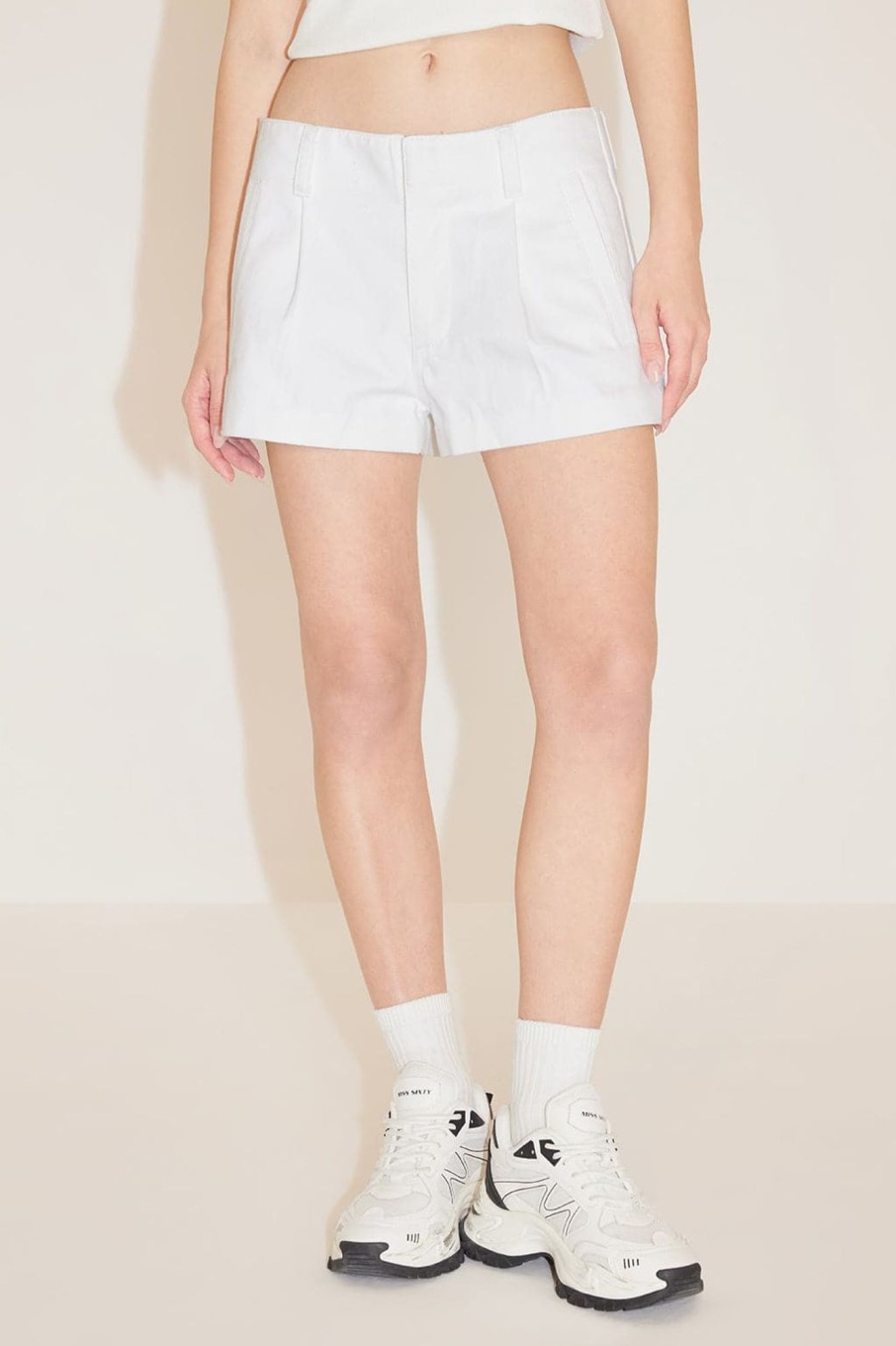 MISS SIXTY Spring-Summer | Miss Sixty X Keith Haring Capsule Collection White Printed Denim Shorts Bright White