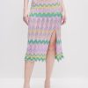 MISS SIXTY Skirts | Ethnic-Inspired Colorful Wavy Pattern Slit Midi Skirt Multicolour