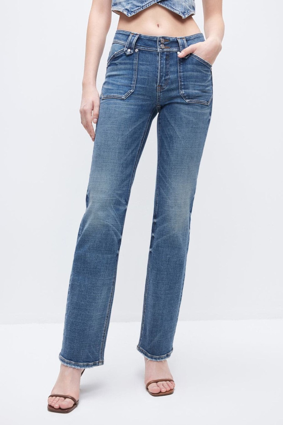 MISS SIXTY Straight | Vintage White High Rise Straight Fit Jeans Middle Blue