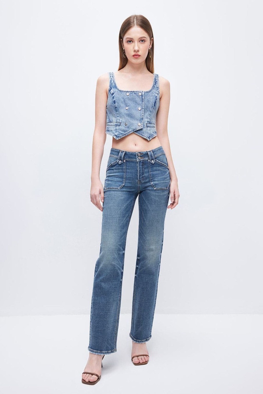 MISS SIXTY Straight | Vintage White High Rise Straight Fit Jeans Middle Blue