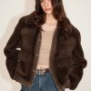 MISS SIXTY Jackets & Outerwears | Patchwork Deep Brown Vintage Jacket Warm And Eco-Friendly Fur Coat Fuscous Brown