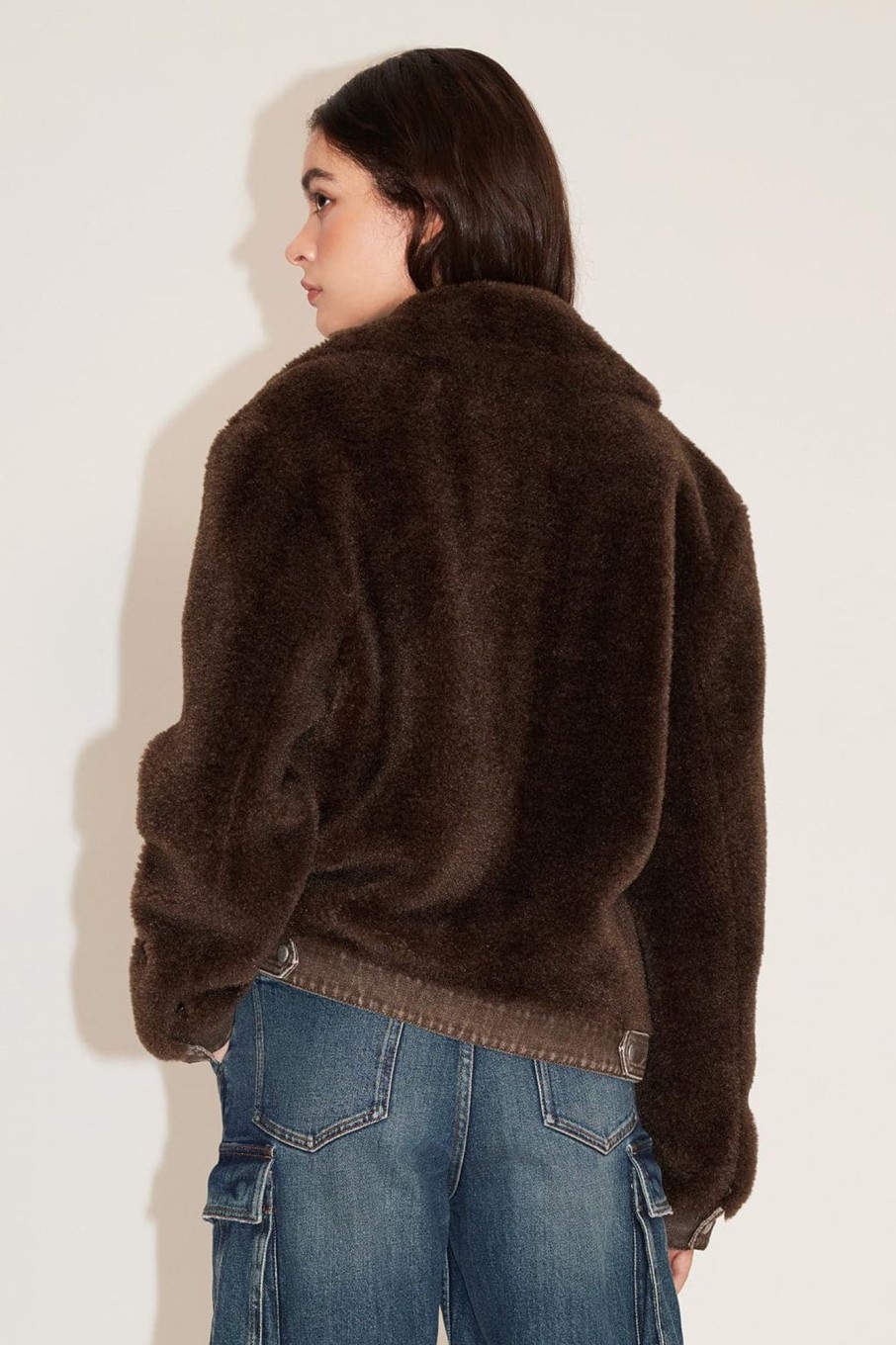 MISS SIXTY Jackets & Outerwears | Patchwork Deep Brown Vintage Jacket Warm And Eco-Friendly Fur Coat Fuscous Brown