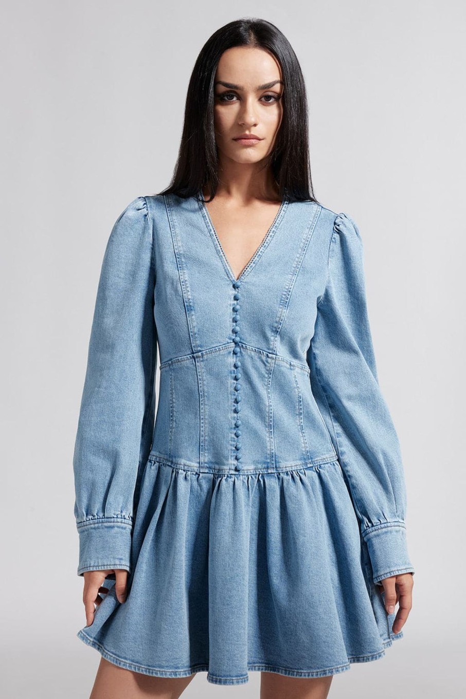 MISS SIXTY Dresses | Vintage Ruffled Denim Dress Light Blue