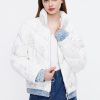 MISS SIXTY Jackets & Outerwears | Cropped Down Jacket With Sequin Embellishment White/Light Blue