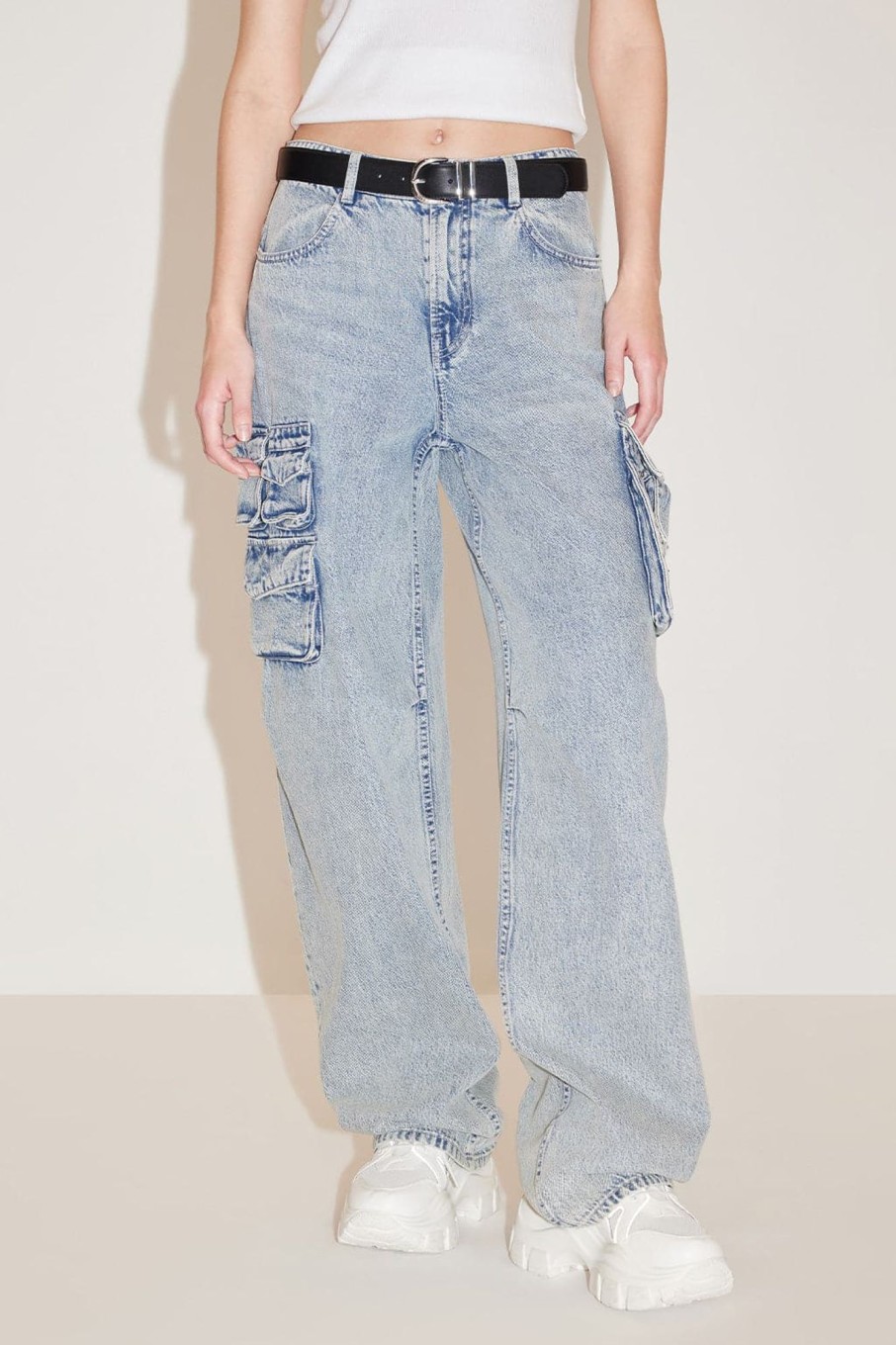 MISS SIXTY Straight | Cargo Style Pockets Straight Jeans Light Blue