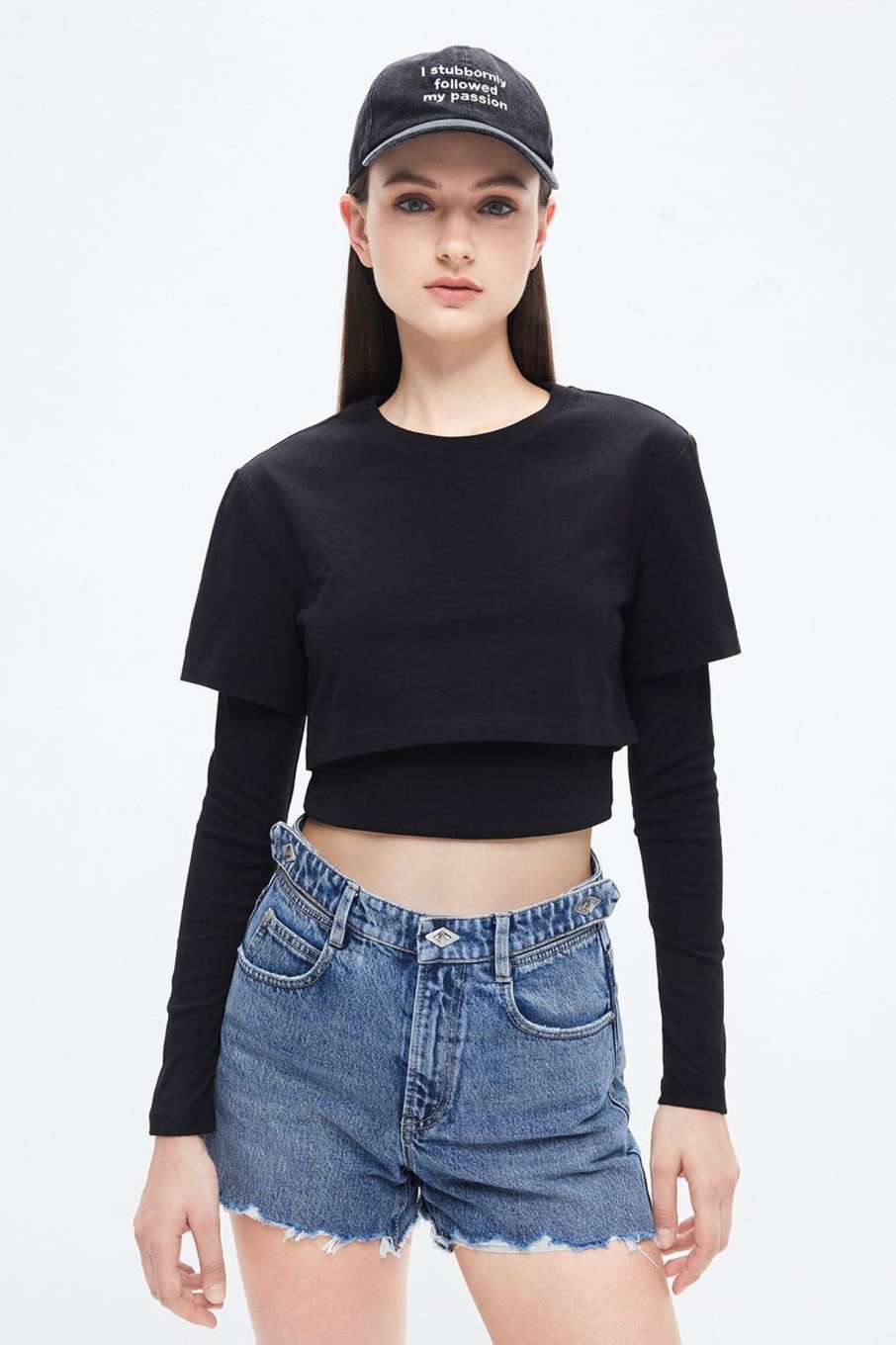 MISS SIXTY Tops | Cotton Two-Piece T-Shirt Black