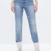 MISS SIXTY Straight | Vintage Metal Chain Ripped Hemp Blend Jeans Light Blue