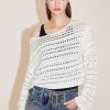 MISS SIXTY Sweaters | Holiday Round Neck Hollow Woolen Knit Top White