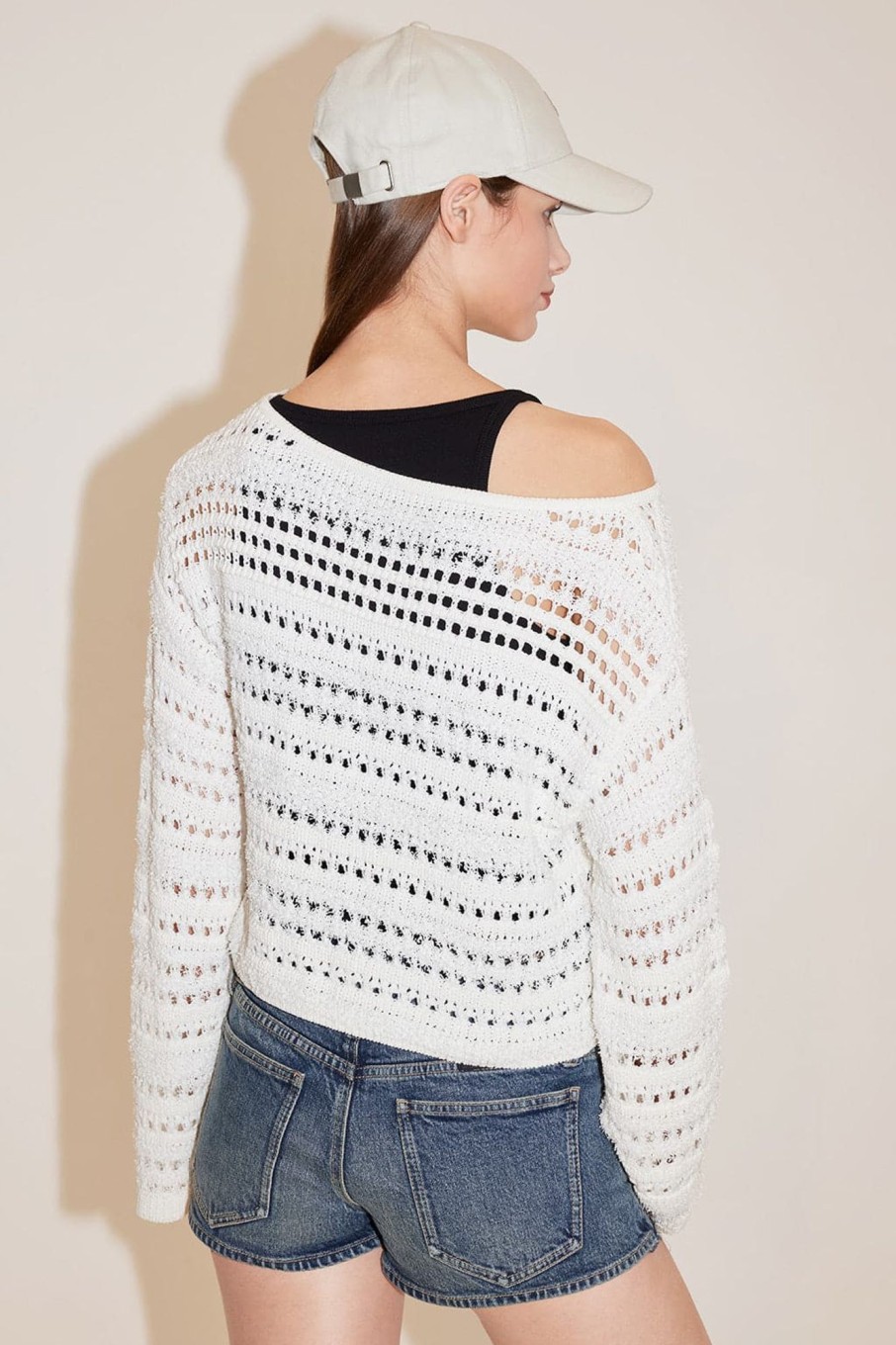 MISS SIXTY Sweaters | Holiday Round Neck Hollow Woolen Knit Top White