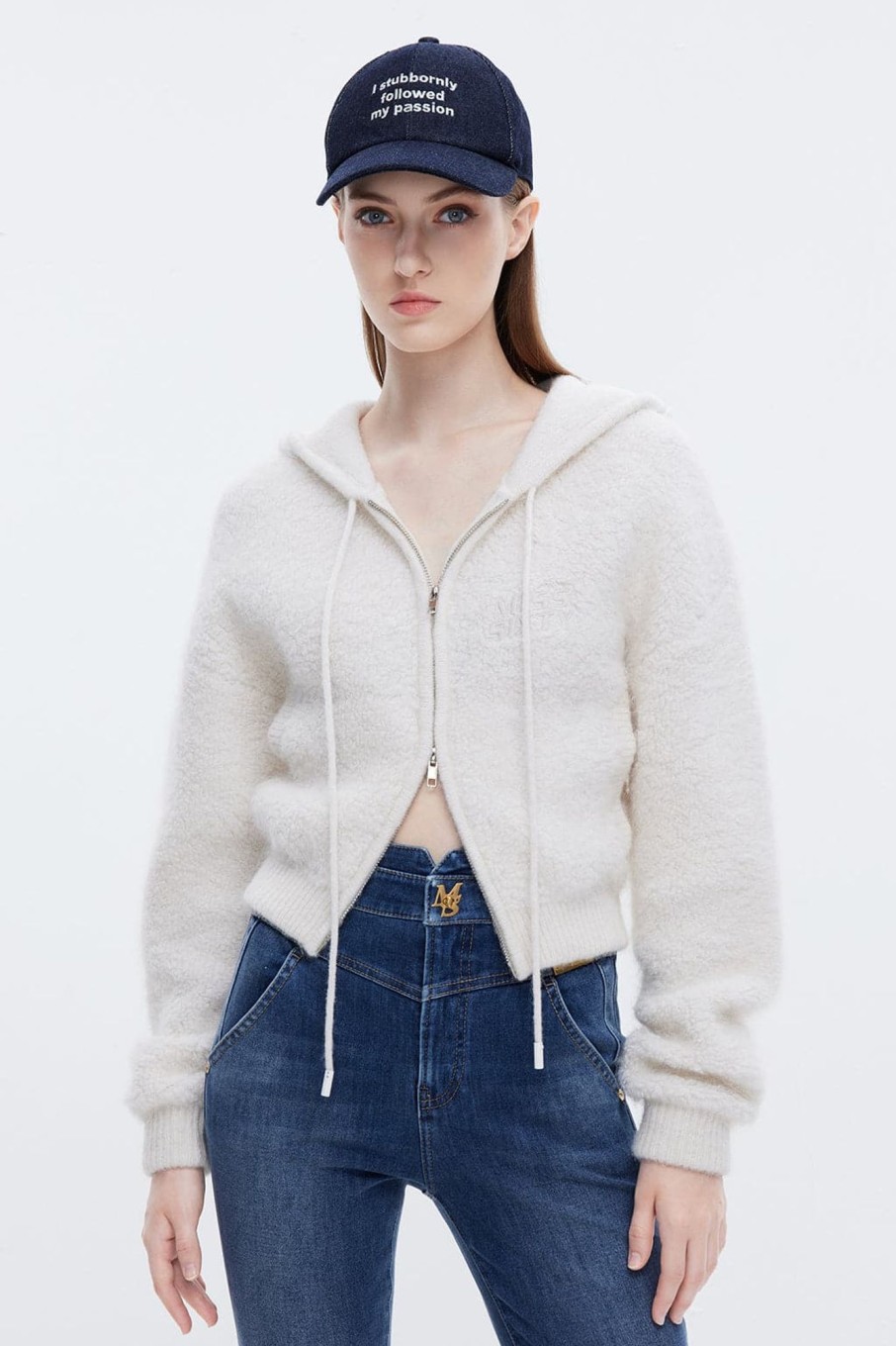 MISS SIXTY Sweaters | Hooded Double-Zip Woolen Jacket White