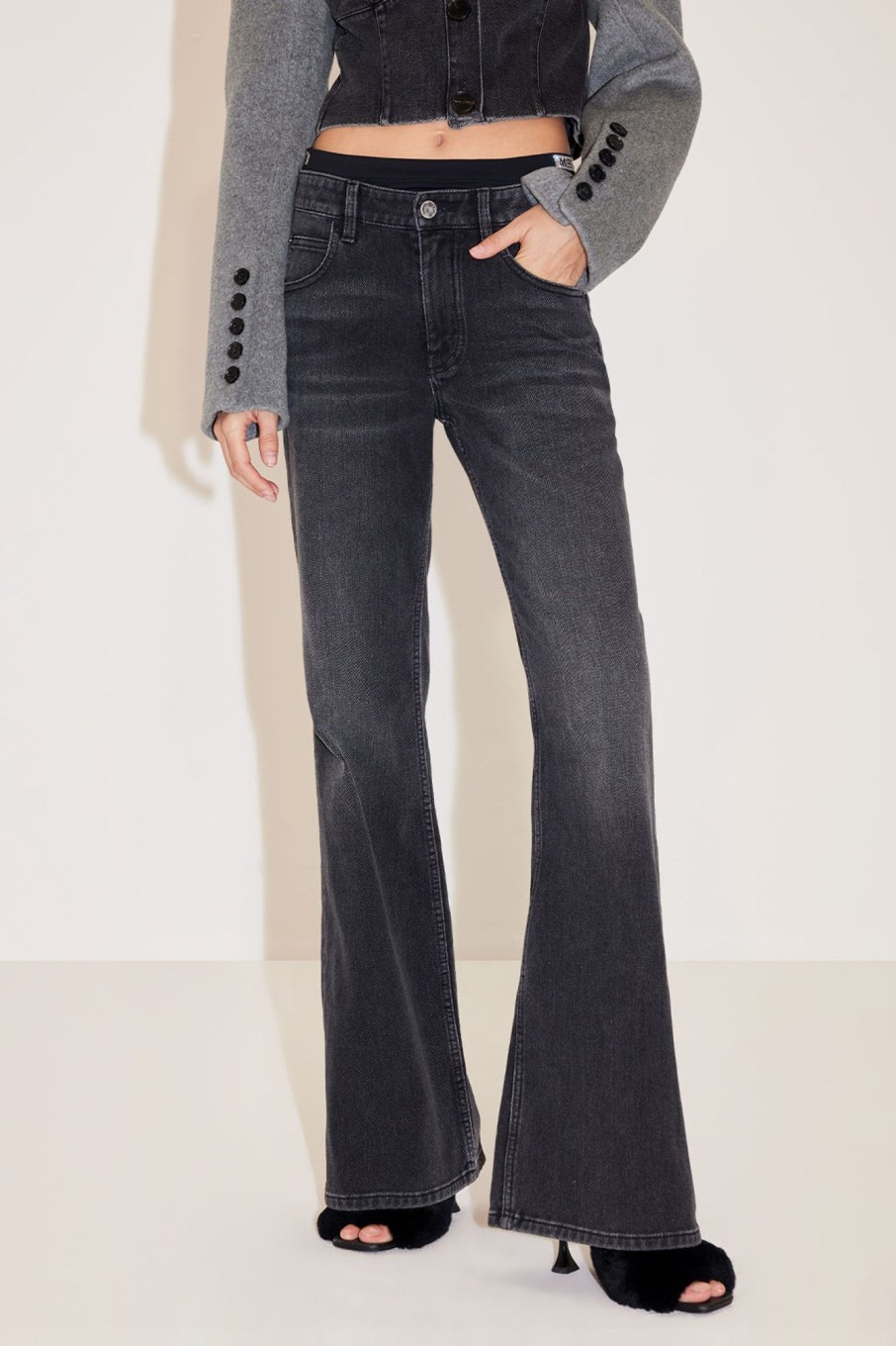 MISS SIXTY Flare | Black And Gray Double - Waisted Jeans Black Fog