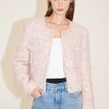 MISS SIXTY Jackets & Outerwears | Round Neck Light Pink Elegant Boucle Coat Baby Pink