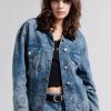 MISS SIXTY Spring-Summer | Miss Sixty X Keith Haring Capsule Collection Contrast Color Lapel Denim Jacket Middle Blue