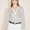 MISS SIXTY Sweaters | V-Neck Stripped Wool Knitted Cardigan White/Black