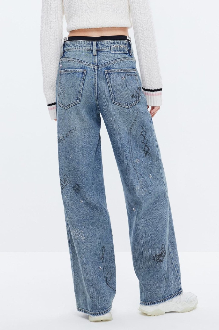 MISS SIXTY Wide Leg | Retro Patchwork Waist Wide Leg Jeans Middle Blue