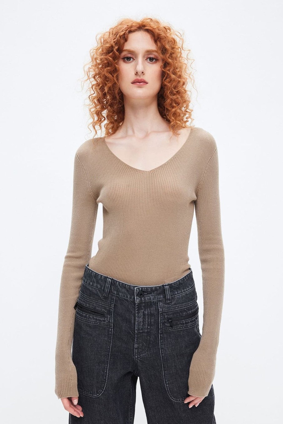 MISS SIXTY Sweaters | Sexy V-Neck Stretch Slim Fit Knit Wear