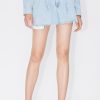 MISS SIXTY Shorts | Vintage Fringes Trim Denim Culottes Light Blue