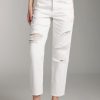 MISS SIXTY Straight | Ripped Straight Trouser With Crystal Chain White