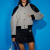 MISS SIXTY Jackets & Outerwears | Vintage Sporty Style Patchwork Baseball Jacket Light Grey