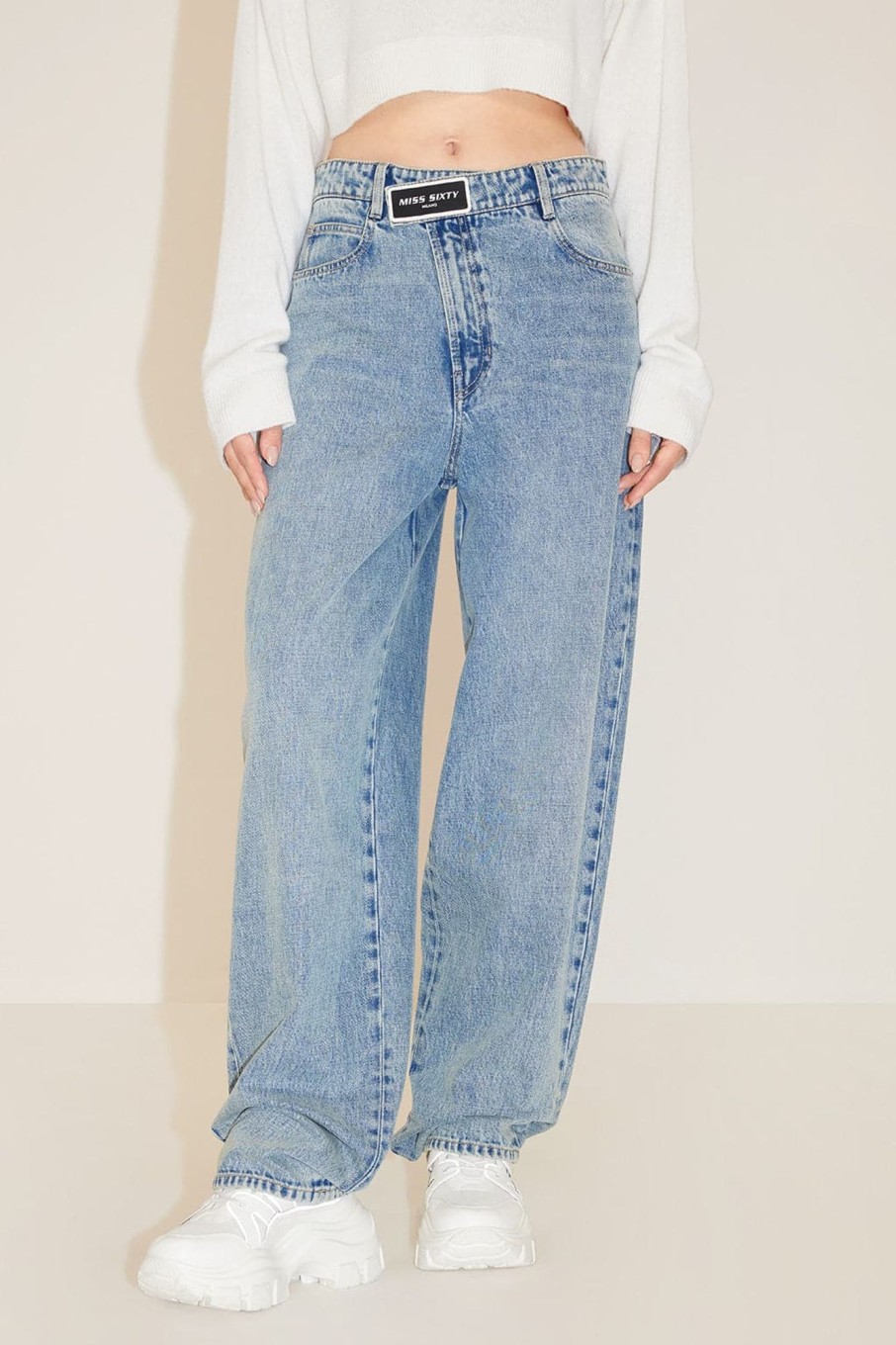 MISS SIXTY Straight | Relaxed And Straight Fit Jeans With Asymmetrical Waist Middle Blue