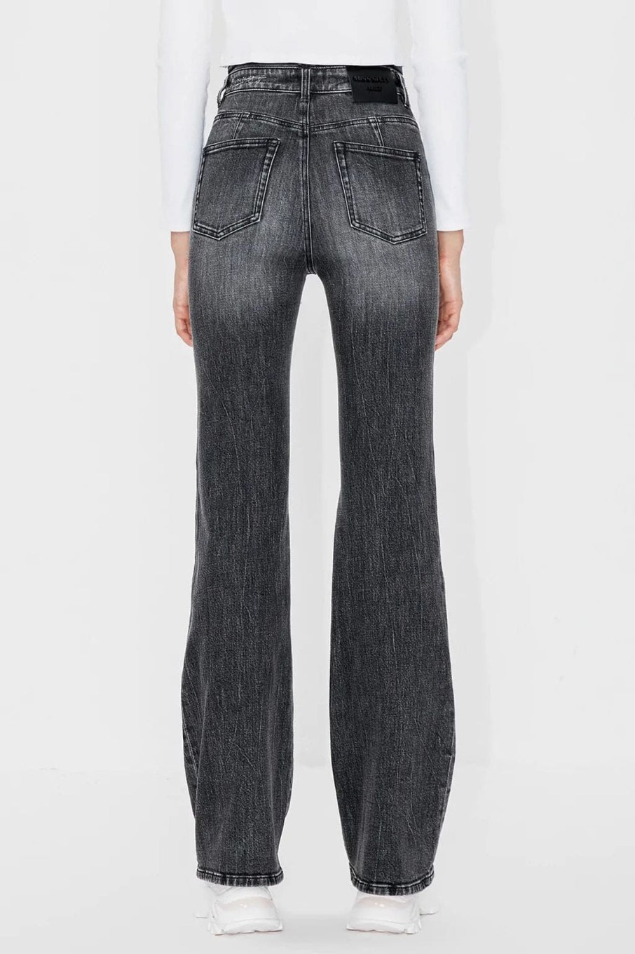 MISS SIXTY Flare | V Shape Waist Embroidered Slight Flared Jeans Black Fog